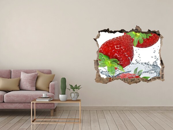 Hole in the wall sticker Falling strawberries