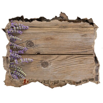 Hole in the wall sticker Lavender flowers in a wooden box