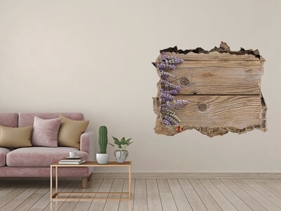 Hole in the wall sticker Lavender on wood