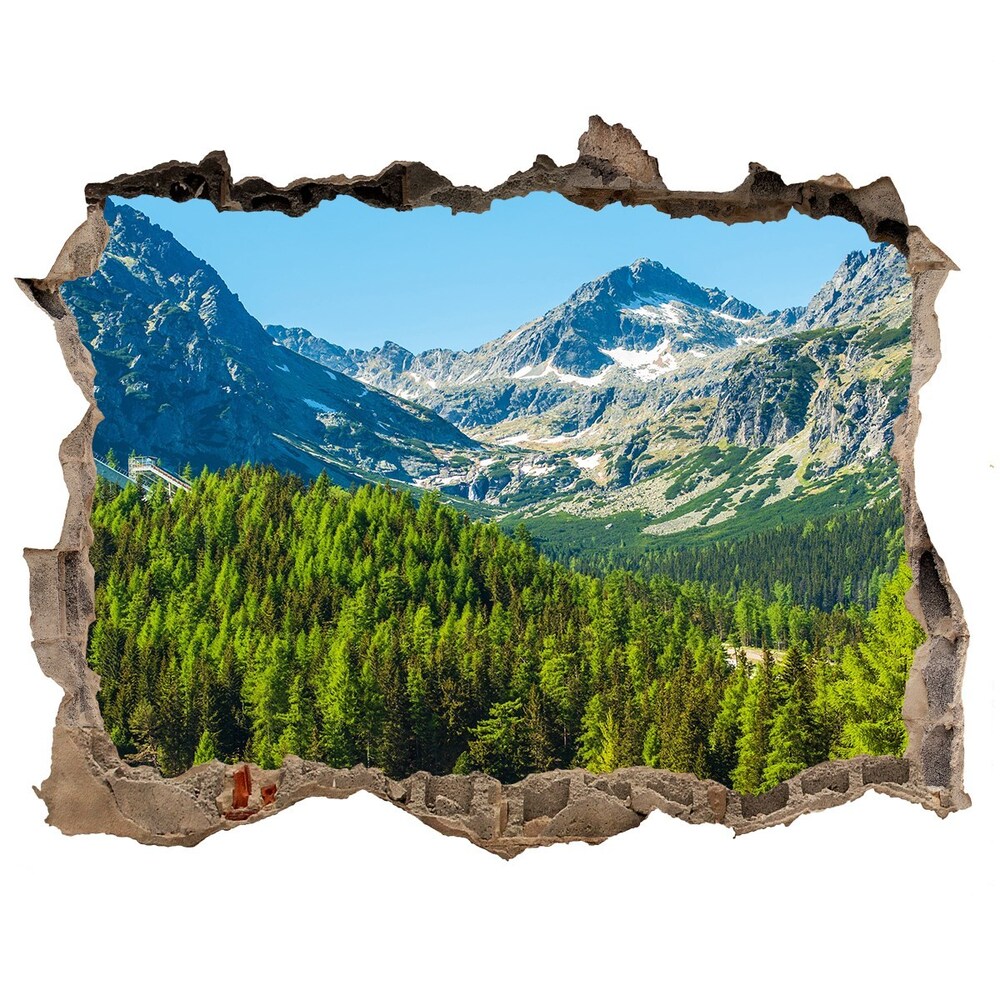 Hole in the wall decal Lake in the mountains