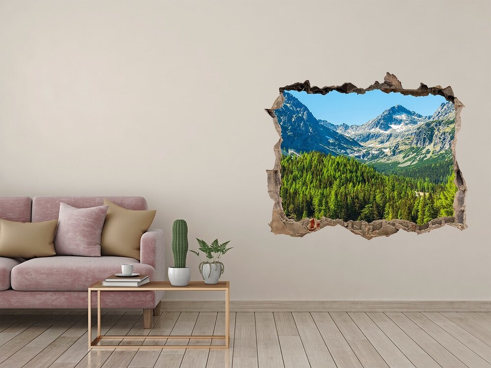 Hole in the wall decal Lake in the mountains