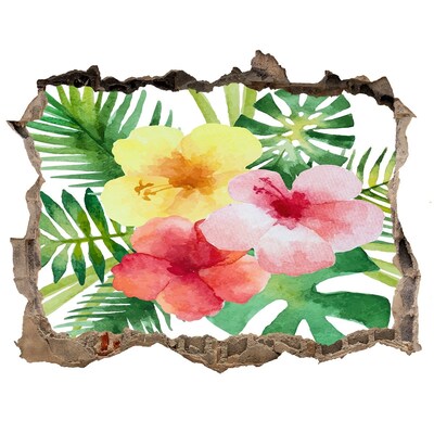 Hole in the wall decal Hawaiian flowers