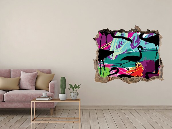 Hole in the wall decal Flamingo sticker