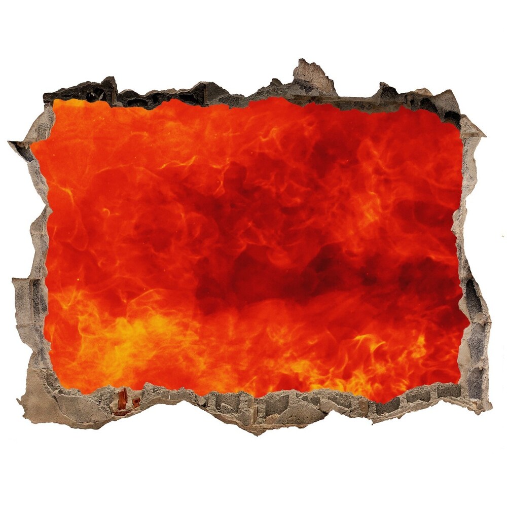 3D wall hole wallpaper Flames