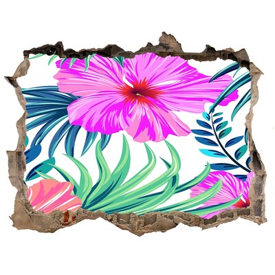 Hole in the wall sticker Hawaiian flowers