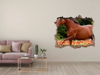 Hole in the wall sticker A horse in a field of poppies