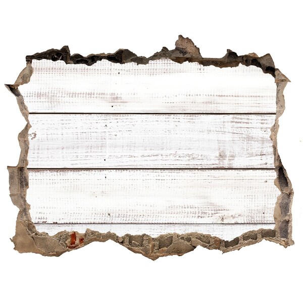 Hole wall sticker A wooden board in a hole in the wall