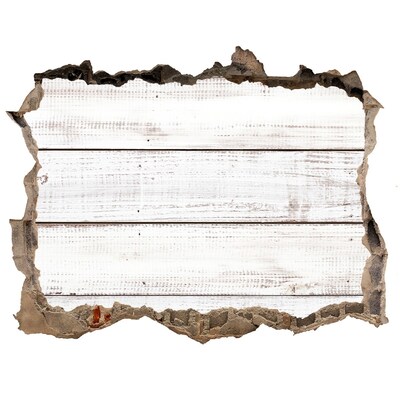 Hole wall sticker A wooden board in a hole in the wall