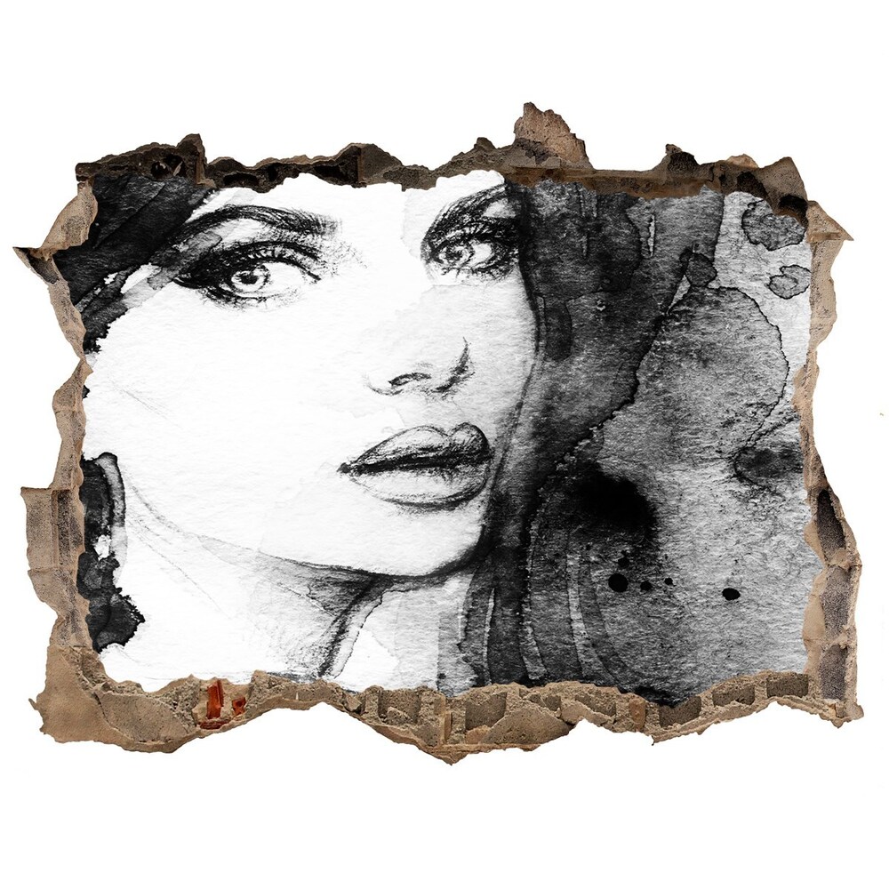 Hole in the wall decal Woman Portrait