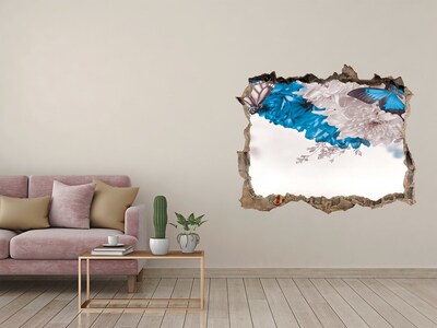 Hole wall sticker Floral landscape with butterflies