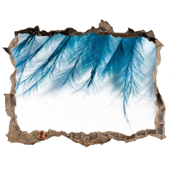 3D wall hole Blue feathers