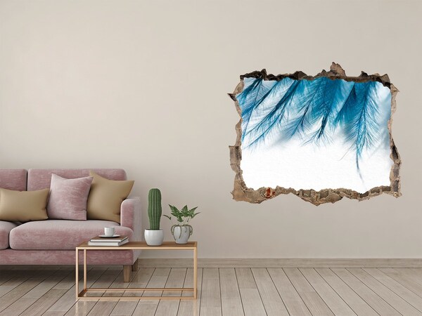 3D wall hole Blue feathers