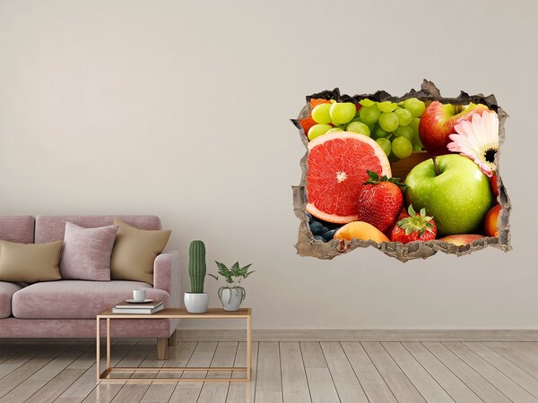 Hole wall sticker Fresh fruit in a hole in the wall