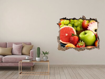 Hole wall sticker Fresh fruit in a hole in the wall
