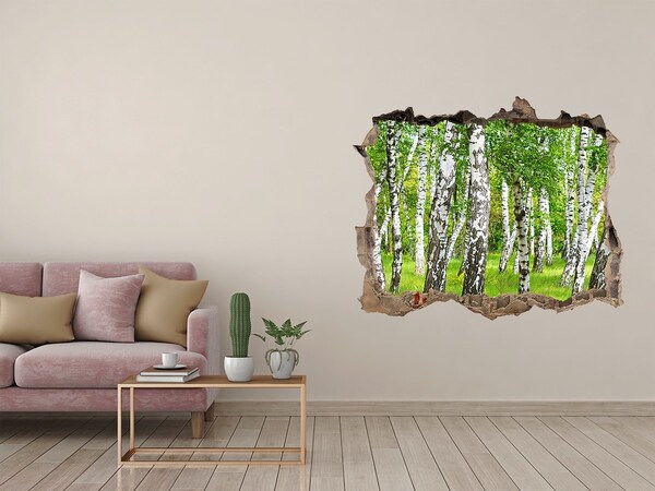 Hole wall sticker Green birch forest