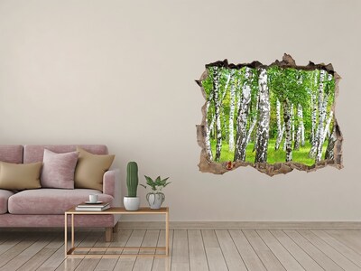 Hole wall sticker Green birch forest