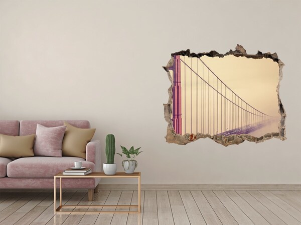 Hole in the wall sticker Golden Gate Bridge in the clouds