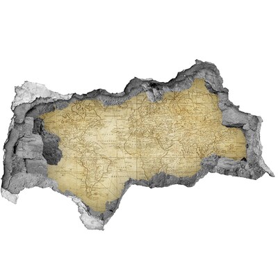 3D wall hole wallpaper Old map of the world