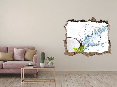 Hole wall sticker Coconut Oasis with a Waterfall
