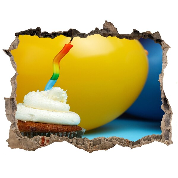 Hole in the wall decal Birthday cupcake