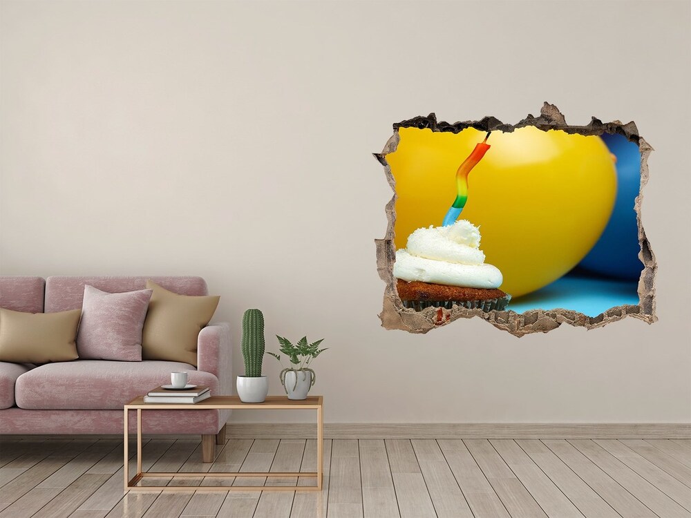 Hole in the wall decal Birthday cupcake