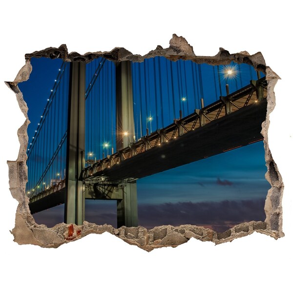 Hole in the wall decal The bridge in the night scenery