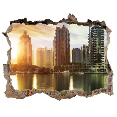Hole in the wall decal A modern city by the water