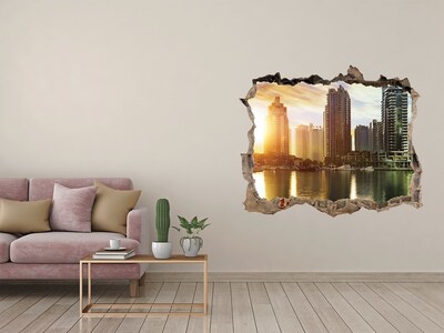 Hole in the wall decal A modern city by the water