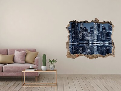 Hole in the wall sticker City at night by the river