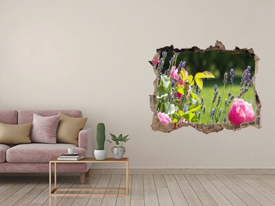 Hole in the wall sticker A flower paradise behind the wall