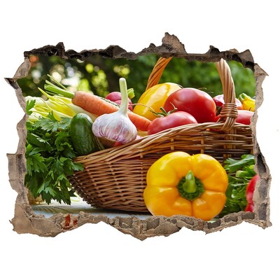 Hole in the wall sticker A basket full of fresh vegetables