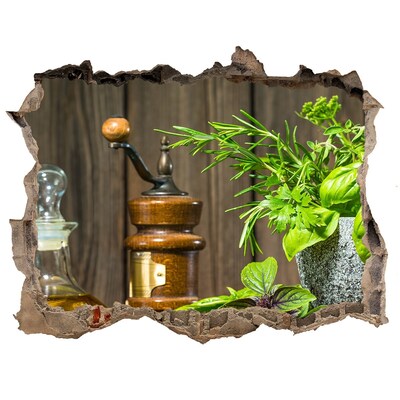 3D wall hole wallpaper Herbal corner in the kitchen