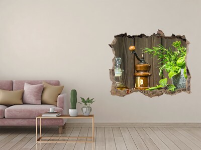 3D wall hole wallpaper Herbal corner in the kitchen