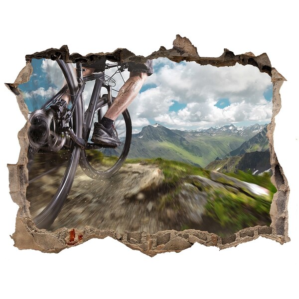 Hole wall sticker Mountain bike trail