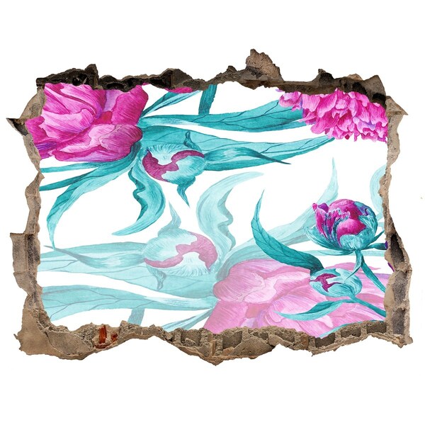 Hole wall sticker Flower garden behind the wall