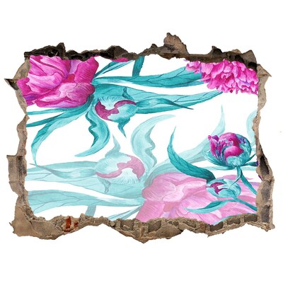 Hole wall sticker Flower garden behind the wall