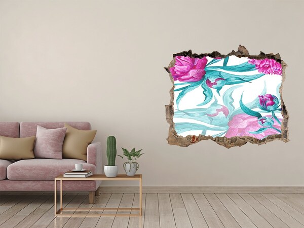 Hole wall sticker Pink peonies