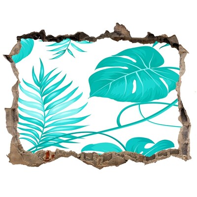 3D wall hole Tropical leaves