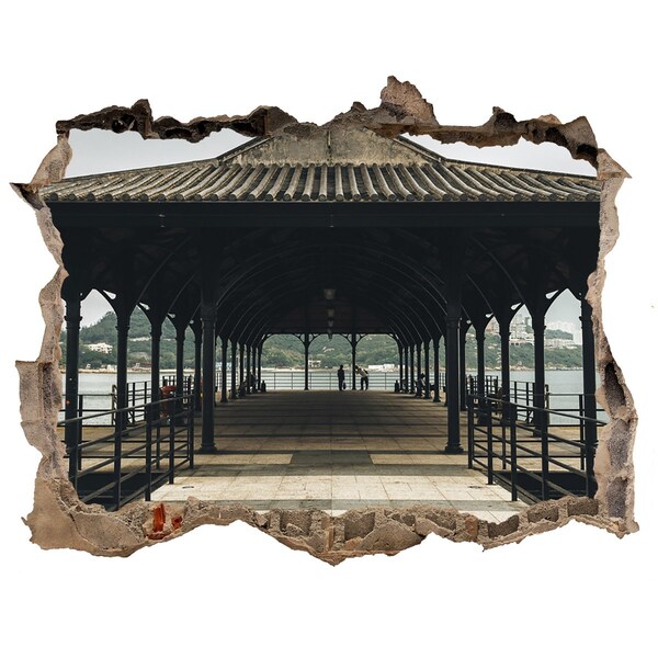 Hole wall sticker View of the pier over the water
