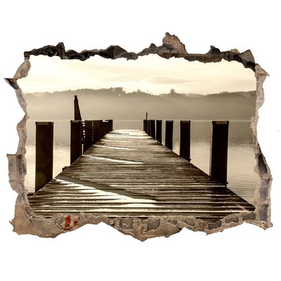 Hole wall sticker Pier over calm water