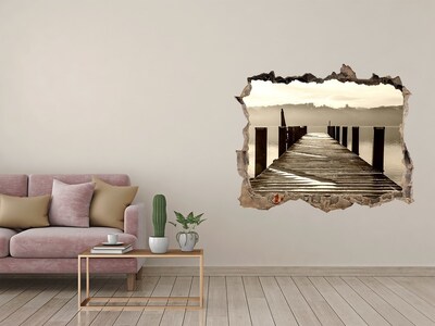 Hole wall sticker Pier over calm water