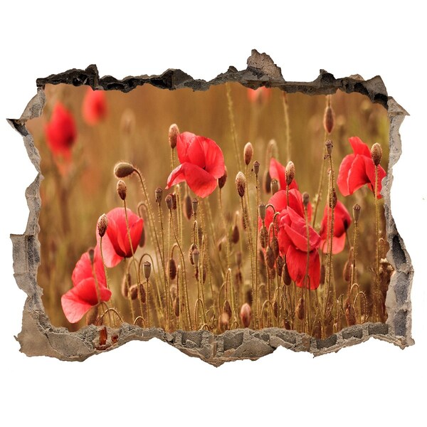 Hole in the wall sticker Flowers among the ruined wall