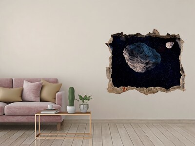 3D wall hole wallpaper Cosmic space behind the wall