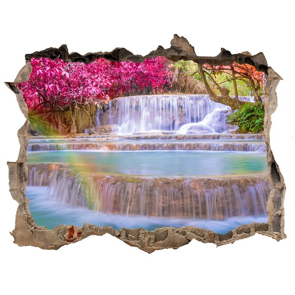 Hole wall sticker Waterfall in the forest