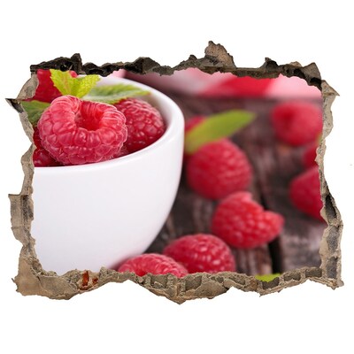 Hole wall sticker Raspberries in a bowl