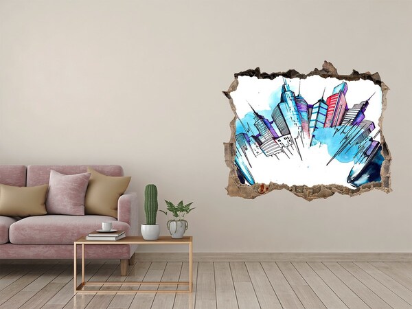 Hole in the wall sticker A modern city in ruins