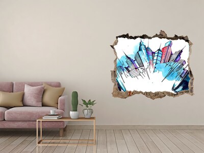 Hole in the wall sticker A modern city in ruins