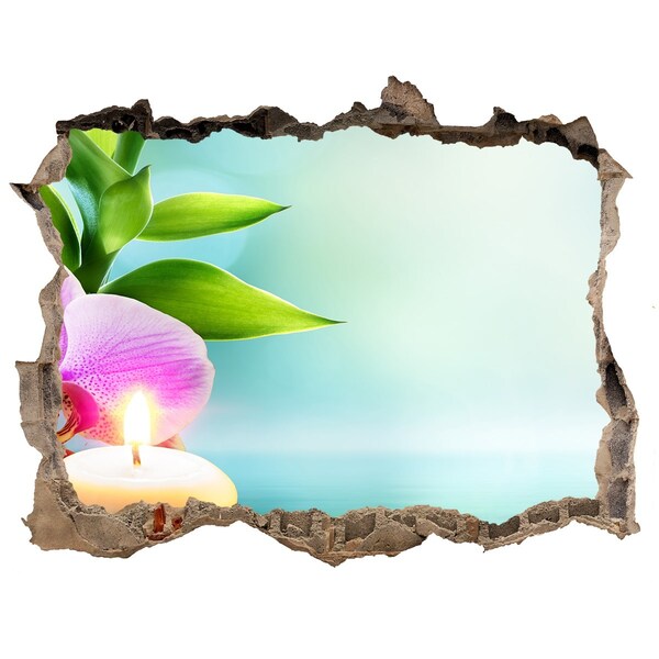 Hole in the wall decal A peaceful oasis with a flower and a candle