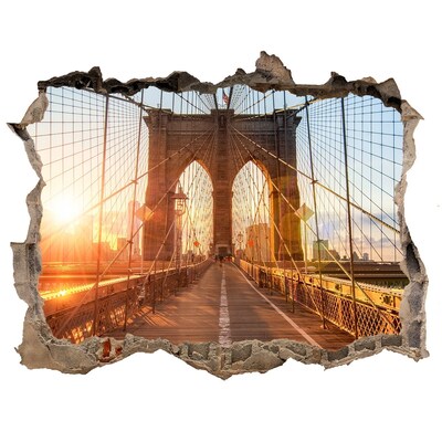 Hole in the wall decal Brooklyn Bridge at sunset