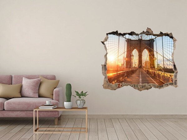 Hole in the wall decal Brooklyn Bridge at sunset